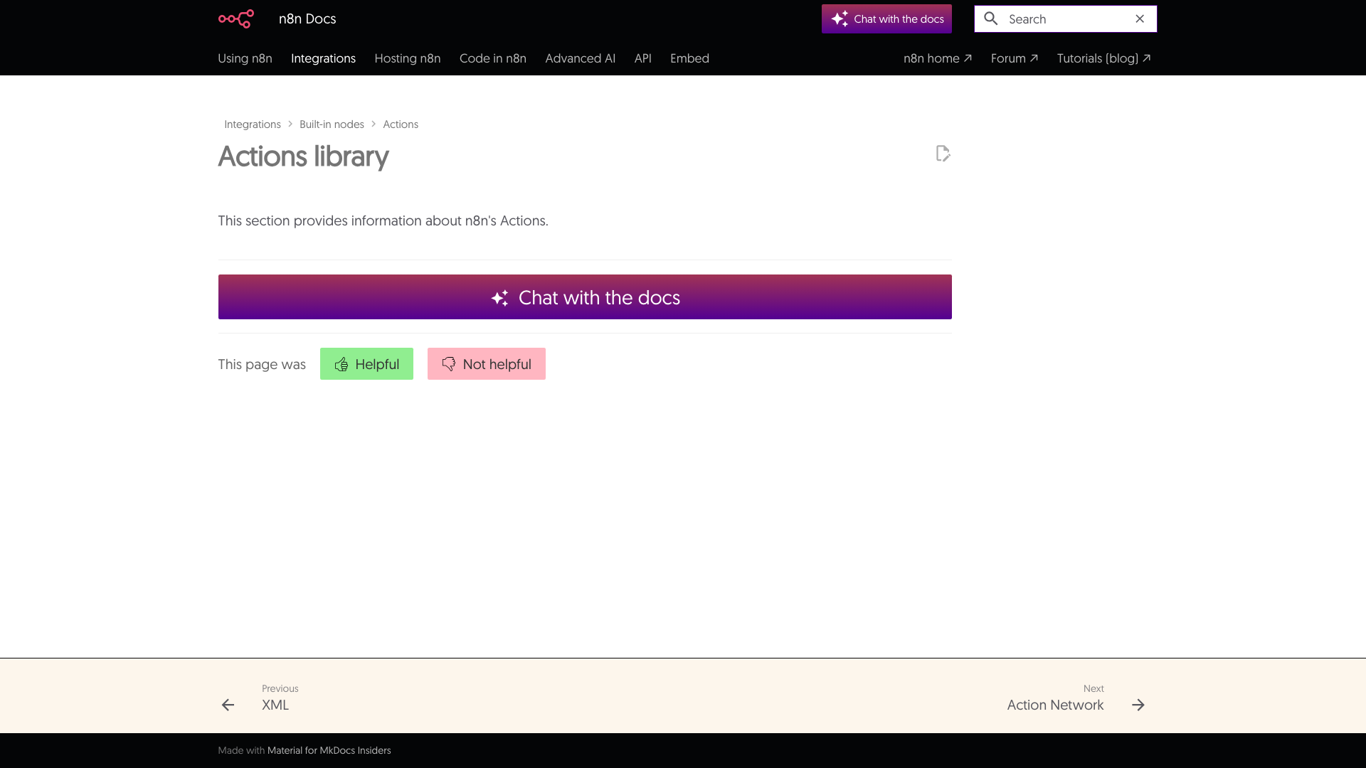 n8n built-in app nodes and integrations documentation page