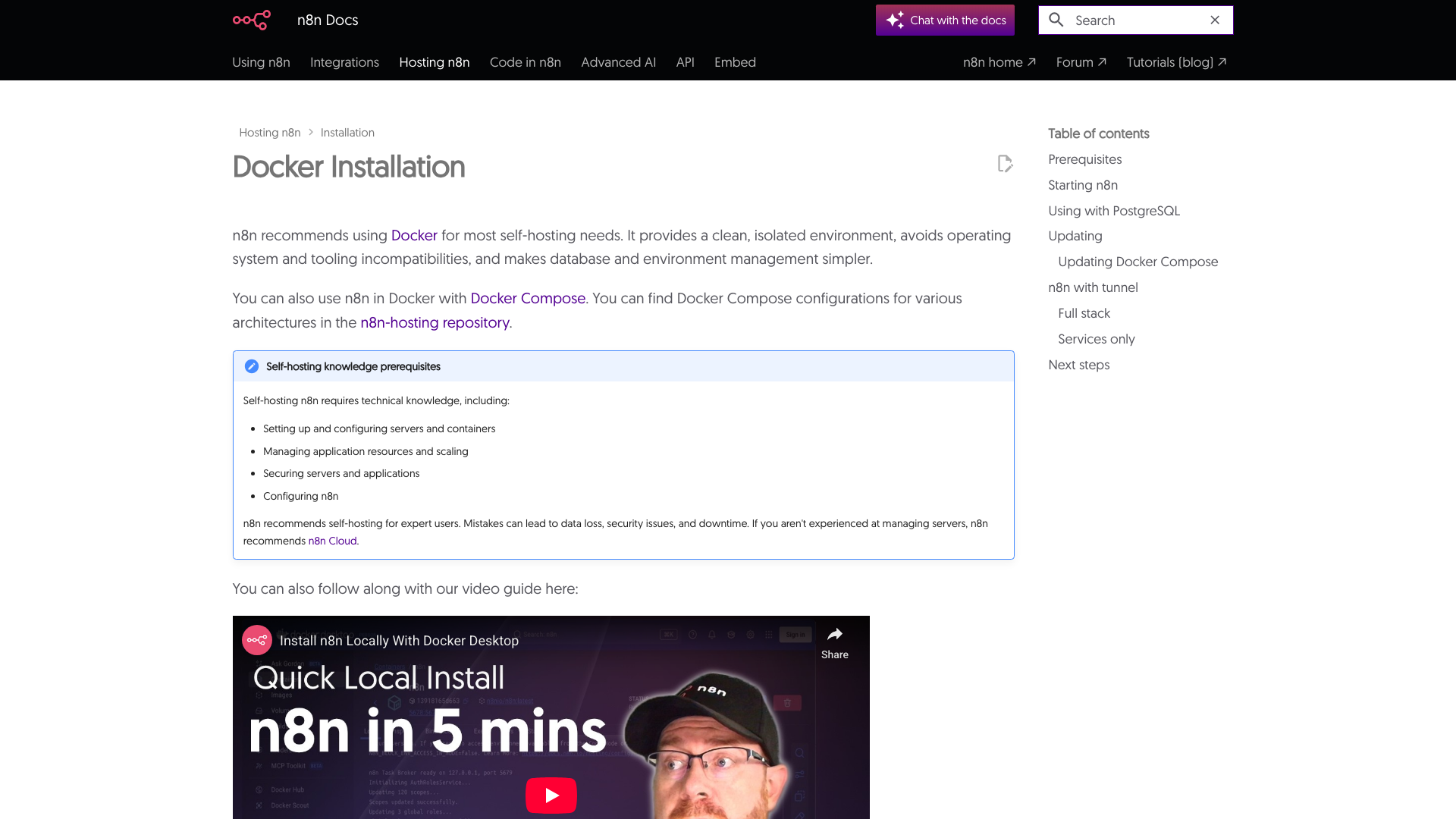 n8n Docker installation guide for self-hosting